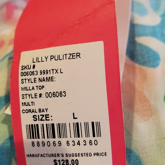 New Rare Lilly Pulitzer Willa Top Multi Coral Bay - Picture 2 of 4